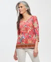 JM COLLECTION WOMEN'S PRINTED JACQUARD SCOOP-NECK TOP, CREATED FOR MACY'S