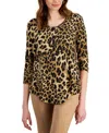 JM COLLECTION WOMEN'S PRINTED SCOOP-NECK 3/4-SLEEVE TOP, CREATED FOR MACY'S