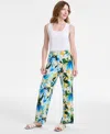 Jm Collection Women's Printed Wide-leg Pull-on Pants, Exclusively At Macy's In Beige Creme