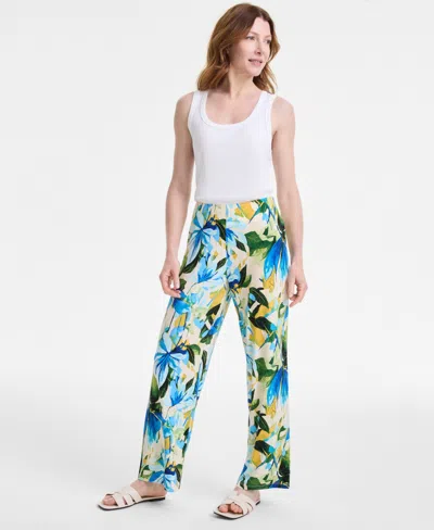 JM COLLECTION WOMEN'S PRINTED WIDE-LEG PULL-ON PANTS, EXCLUSIVELY AT MACY'S