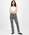 Jm Collection Women's Printed Pull-on Pants, Exclusively At Macy's In Black