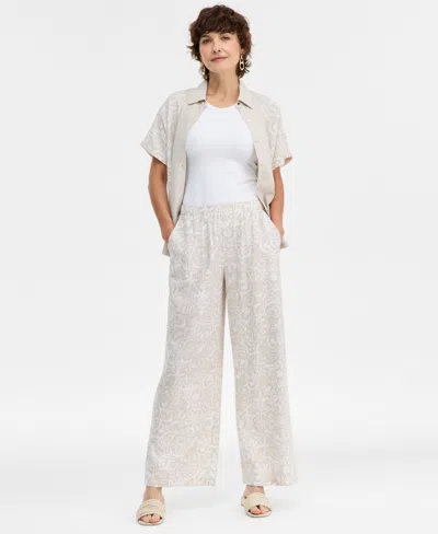 Jm Collection Women's Printed Pull-on Pants, Macy's Exclusive In White