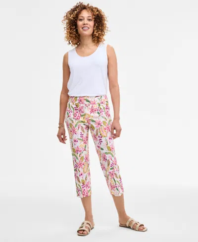 Jm Collection Women's Printed Pull On Rivet Capri Pants, Exclusively At Macy's