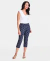 Jm Collection Womens Printed Pull On Capri Pants Macys Exclusive In Blue
