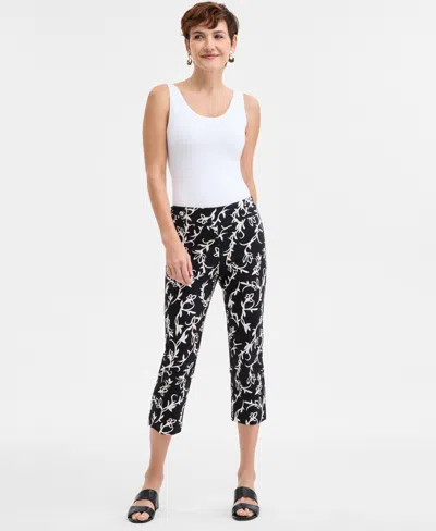 Jm Collection Women's Printed Rivet Capri Pants, Exclusively At Macy's In Deep Black
