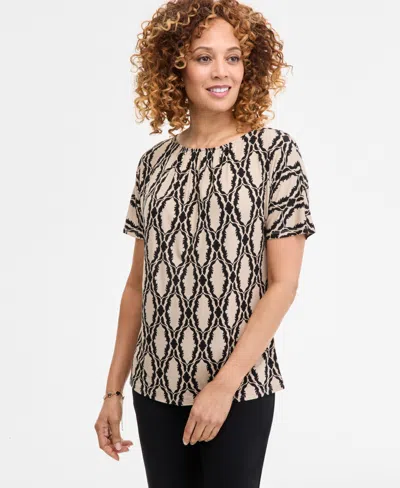 Jm Collection Women's Printed Scoop-neck Short-sleeve Top, Exclusively At Macy's