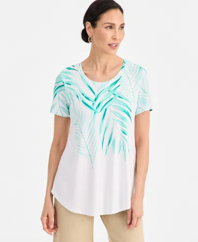 Jm Collection Women's Printed Scoop-neck Short Sleeve Top, Macy's Exclusive In Multi