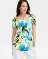 Jm Collection Women's Printed Short-sleeve Cold-shoulder Top, Created For Macy's