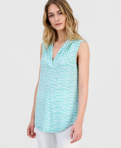 Jm Collection Women's Printed Sleeveless V-neck Knit Top, Macy's Exclusive