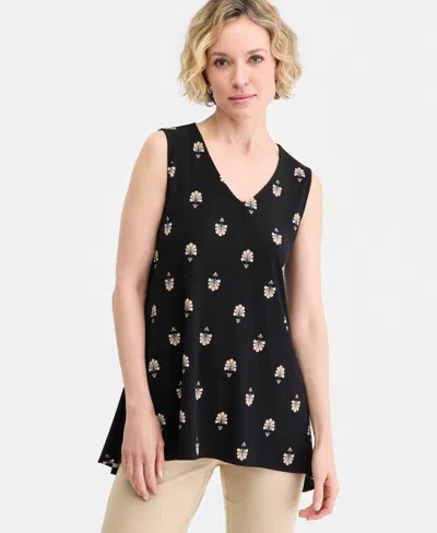 Jm Collection Women's Printed Sleeveless Vneck Knit Top, Macy's Exclusive In Multi