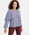 Jm Collection Women's Printed Split-neck Blouse, Macy's Exclusive In Multi