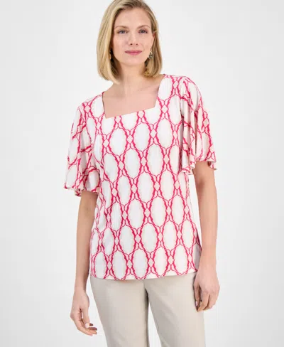 Jm Collection Women's Printed Square-neck Top, Exclusively At Macy's