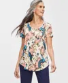 Jm Collection Women's Printed Scoop-neck T-shirt, Created For Macy's In Apricot Cloud Combo