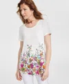 Jm Collection Women's Printed T-shirt, Exclusively At Macy's In Crema Combo