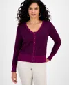 Jm Collection Women's Printed V-neck Long-sleeve Cardigan, Macy's Exclusive In Purple