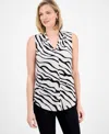 Jm Collection Women's Printed V-neck Sleeveless Knit Blouse, Exclusively At Macy's