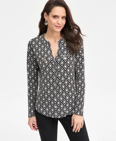 Jm Collection Women's Printed Zip Pocket Top, Macy's Exclusive In Multi