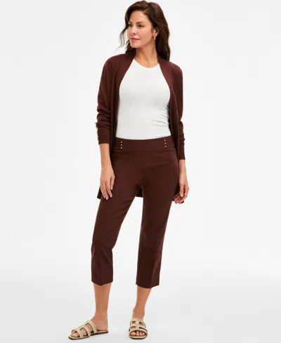 Jm Collection Women's Pull-on Capri Tummy-control Pants, Exclusively At Macy's In Brown