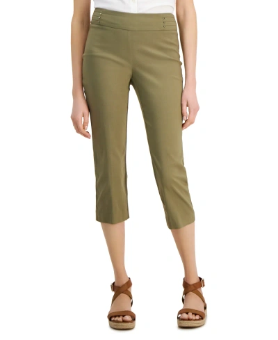 Jm Collection Women's Pull On Slim-fit Cropped Pants, Created For Macy's In Army Green