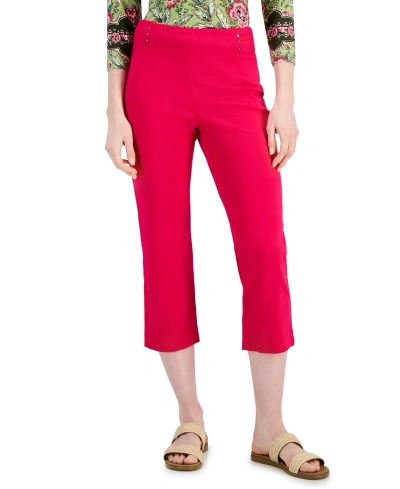 Jm Collection Women's Pull On Slim-fit Rivet Detail Cropped Pants, Created For Macy's In Claret Rose