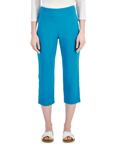 Jm Collection Women's Pull On Slim-fit Rivet Detail Cropped Pants, Created For Macy's In Seafrost