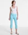 Jm Collection Women's Pull-on Capri Tummy-control Pants, Exclusively At Macy's In Teal Spark