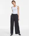 Jm Collection Women's Pull-on Wide-leg Satin Pants, Exclusively At Macy's In Deep Black