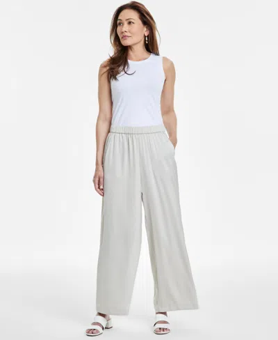 Jm Collection Women's Pull-on Wide-leg Satin Pants, Exclusively At Macy's In Stonewall