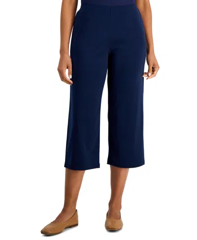 Jm Collection Women's Relaxed Pull-on Knit Culottes, Created For Macy's In Intrepid Blue