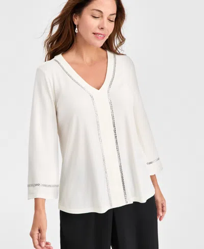 Jm Collection Women's Rhinestone-embellished Top, Macy's Exclusive In White