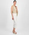 Jm Collection Women's Rhinestone Pull-on Capri Pants, Exclusively At Macy's In White