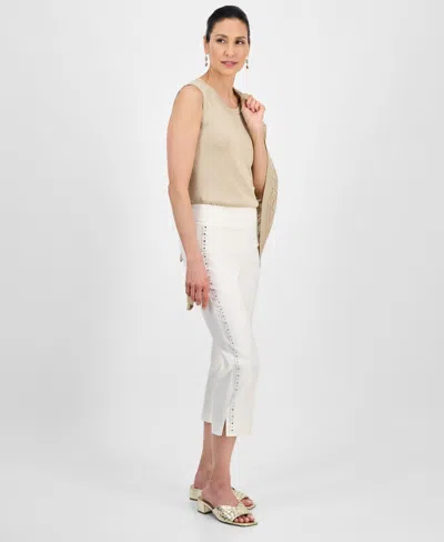 Jm Collection Women's Rhinestone Pull-on Capri Pants, Exclusively At Macy's