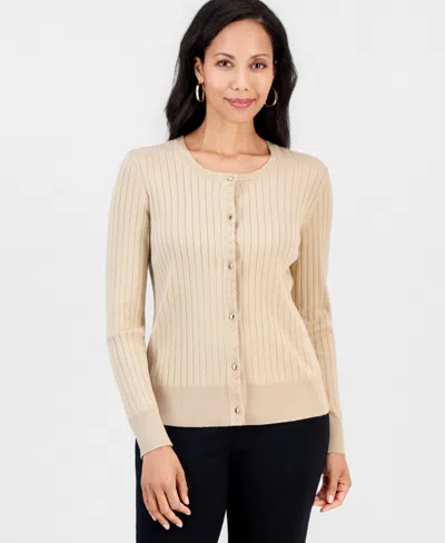 Jm Collection Women's Ribbed Button-down Cardigan Sweater, Macy's Exclusive In Coffee Cake