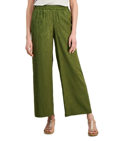 Jm Collection Women's Satin Jacquard Wide-leg Pants, Created For Macy's In New Avocado