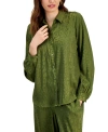 JM COLLECTION WOMEN'S SATIN LONG SLEEVE BUTTON-FRONT SHIRT, CREATED FOR MACY'S