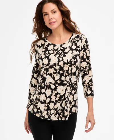Jm Collection Women's Scoop-neck 3/4-sleeve Knit Top, Macy's Exclusive In Multi