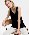 Jm Collection Women's Scoop-neck Sleeveless Tank Top, Regular & Petite, Created For Macy's In Black