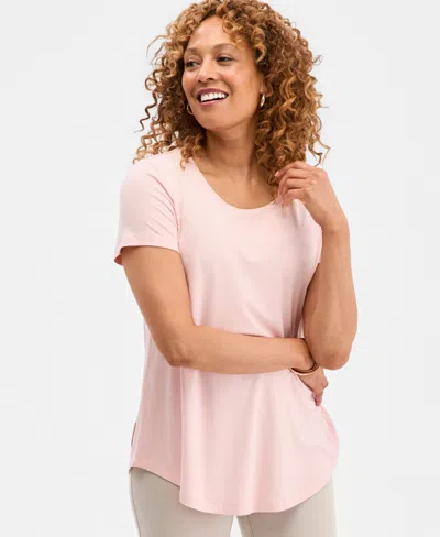 Jm Collection Women's Scoop-neck Short Sleeve Top, Created For Macy's In Pink