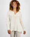 Jm Collection Women's Shine Embroidered Tunic Top In White