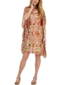 JM COLLECTION WOMEN'S SHORT SLEEVE PRINTED EMBELLISHED CAFTAN DRESS, CREATED FOR MACY'S