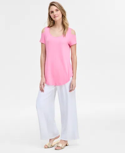 JM COLLECTION WOMEN'S SHORT-SLEEVE COLD-SHOULDER TOP, CREATED FOR MACY'S