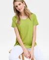 Jm Collection Women's Short Sleeve Scoop-neck T-shirt, Created For Macy's In Palm Frond