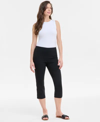 Jm Collection Women's Side Lace-trim Capri Pants, Exclusively At Macy's In Deep Black