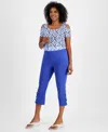 Jm Collection Women's Side Lace-up Capri Pants, Created For Macy's In Demure Blue