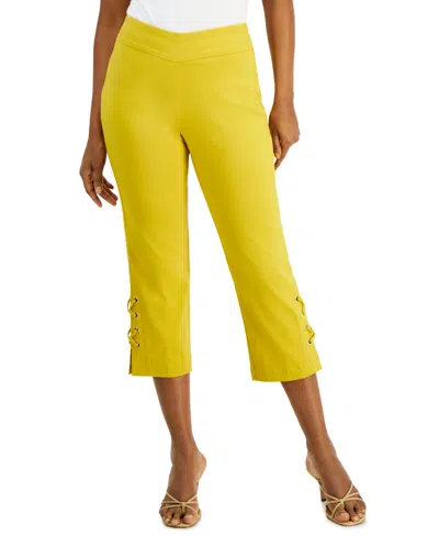 Jm Collection Women's Side Lace-up Capri Pants, Created For Macy's In Mustard Seed
