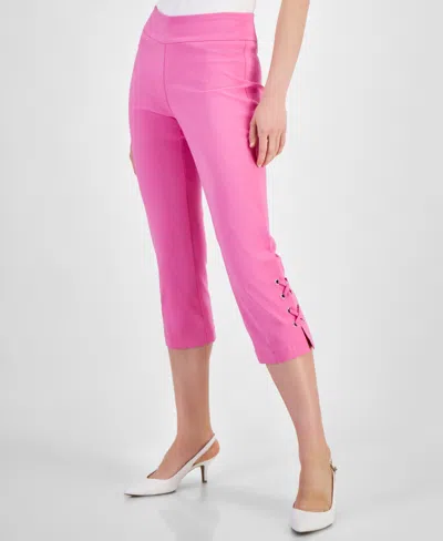 Jm Collection Women's Side Lace-up Capri Pants, Created For Macy's In Phlox Pink