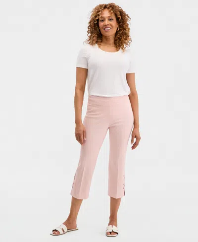 Jm Collection Women's Side Lace-up Pull-on Capri Pants, Created For Macy's In Pink