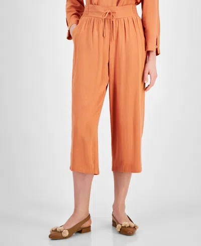 Jm Collection Women's Smocked-waist Cropped Pants, Created For Macy's In Citrus Sachet