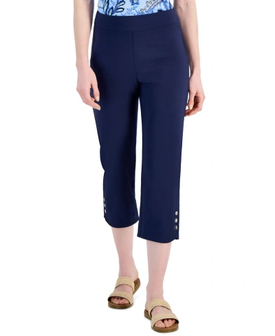 Jm Collection Women's Snap-hem Pull-on Capri Pants, Created For Macy's In Intrepid Blue