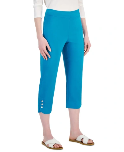 Jm Collection Women's Snap-hem Pull-on Capri Pants, Created For Macy's In Seafrost